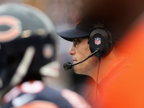 CHICAGO, IL - SEPTEMBER 08: Head coach Marc Trestman of the Chicago Bears watches as his team takes on the Cincinnati Bengals at Soldier Field on September 8, 2013 in Chicago, Illinois. The Bears defeated the Bengals 24-21. (Photo by Jonathan Daniel/Getty Images)