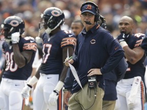 Chicago Bears coach Marc Trestman watches the team's NFL football game against the Cincinnati Bengals during the first half, Sunday, Sept. 8, 2013, in Chicago. (AP Photo/Nam Y. Huh)
