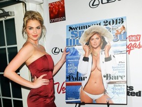 This image released by Starpix shows cover model Kate Upton at the 2013 Sports Illustrated Swimsuit issue launch party at Crimson on Tuesday, Feb. 12, 2013 in New York. (AP Photo/Starpix, Andrew Toth)