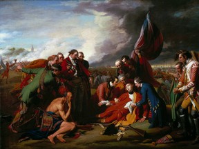 Benjamin West's depiction of the death of Gen. James Wolfe at the battle of the Plains of Abraham in 1759. A pivotal moment in the history of Quebec and of Canada, what treatment would the fall of New France receive in the new history curricula proposed by the PQ? Image courtesy of the National Gallery of Canada, Ottawa.