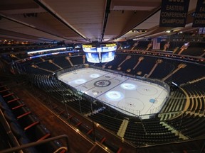 NEW YORK, NY - OCTOBER 28:  The view from the newly constructed glass bridge prior to the game between the New York Rangers and the Montreal Canadiens at Madison Square Garden on October 28, 2013 in New York City.  (Photo by Bruce Bennett/Getty Images)