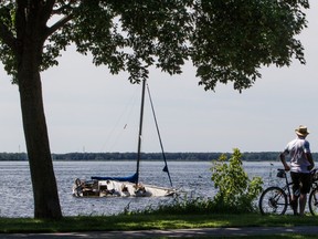 A nasty summer storm took its toll on this sailboat in July. (Dave Sidaway/THE GAZETTE)
