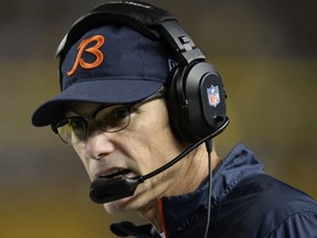 Chicago Bears' head coach Marc Trestman had a chance to visit with Als' GM Jim Popp over the weekend.
Don Wright/Associated Press