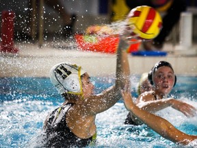 Dollard's Joelle Nacouzi, #11, takes a shot while being guarded by York's Jane Douglas-Therrien, #3.