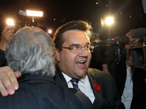 Denis Coderre flashes his bright smile on election night
