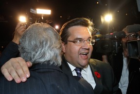 Denis Coderre flashes his bright smile on election night