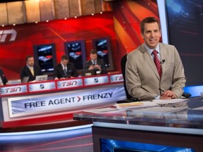 James Duthie hosts Free Agent Frenzy on TSN on July 5, 2013. (Photo: Darren Goldstein/Bell Media)