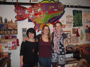 Le Milieu co-founders Rachel Chainey and Olga Perju  with support member Blanche Deschênes