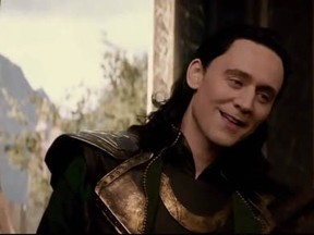 "I LIKE her!" Loki (Tom Hiddleston) says after Jane Foster (Natalie Portman) gives him a hearty slap across the face in Thor: The Dark World. (Screengrab)