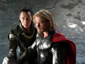 Chris Hemsworth and Tom Hiddleston in Thor. Marvel Studios