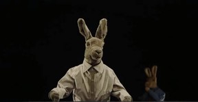 In his documentary My Father's Garden - The Love of My Parents (Vaters Garten - Die Liebe Meiner Eltern) director Peter Liechti tells the story of his parents' marriage through interviews with them and dramatizations with hand puppets. This shirt-and-tie wearing rabbit represents his father, Max.