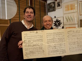 Mitchell Kezin, left, the director of Jingle Bell Rocks, with musician and composer Bob Dorough, who wrote Blue Xmas (To Whom It May Concern) for Miles Davis. Photos: EyeSteelFilm