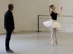 Jennifer Lonsdale rehearses Nutcracker with Ballet Ouest director Claude Caron. (Phil Carpenter/THE GAZETTE)