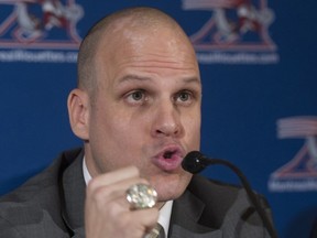 Mark Weightman speaks on Tuesday, after being promoted to president and CEO of the Alouettes.
Graham Hughes/Canadian Press