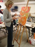 Woman and orange painting