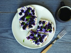 A healthy snack: fruit & cheese “danish.”