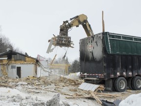 The Urecon insulated pipes factory on Bédard Ave. in St-Lazare was demolished on Monday, Jan. 20.
