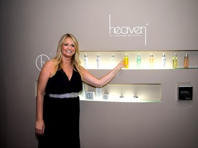 Creator of Heaven skincare, Deborah Mitchell, presenting the exclusive line at NStyle in Dubai. (Photo courtesy of NStyle International)