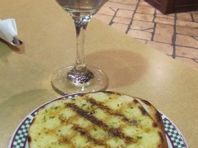 Wine and garlic bread