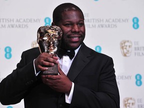 British director Steve McQueen poses with the award for best film for 12 Years A Slave at the BAFTA British Academy Film Awards at the Royal Opera House in London on February 16, 2014. (CARL COURT/AFP/Getty Images)