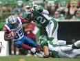 Diamond Ferri, seen here about to tackle Als receiver Tyron Carrier, is returning to Montreal.
Liam Richards/Canadian Press