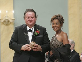Filmmaker Peter Wintonick, left, receives the 2006 Governor General's Award in Visual and Media Arts from Governor-General of Canada Michaëlle Jean. (Courtesy Mira Burt Wintonick)