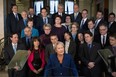 Quebec Premier and Parti Quebecois Leader Pauline Marois calls for a general provincial election, while standing in front of her cabinet, Wednesday, March 5, 2014 in Quebec City. Quebecers will vote on a general election on April 7. How have Marois, Liberal leader Philippe Couillard and and Francois Legault of the Coalition Avenir Quebec fared during the first, possibly defining 48 hours of the campaign? THE CANADIAN PRESS/Jacques Boissinot