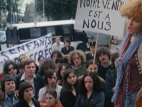 Valérie Mairesse, with the curly red hair, plays Pomme  the one who does sing, in the Agnes Varda film, L'une chante, l'autre pas, whichis being shown at Cinémathèque Québécoise for International Women's Day.
