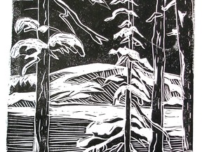 An example of the beautiful imagery that can be created with a lino print.