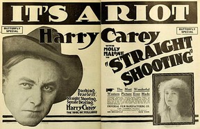 Advertisement for John Ford's film Straight Shooting in Moving Picture World, Aug 1917.