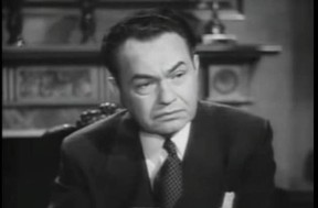 In the film The Stranger, Edgar G. Robinson (above) plays Wilson, a war crimes commissioner trying to find Nazi Franz Kindler, who is played by a worried-looking Orson Welles, below left.