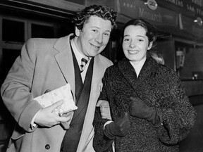 Canadian actress Suzanne Cloutier, right, plays Desdemona in the film Othello, directed by  Orson Welles. In this undated file photo, she appears with British actor, director and writer Peter Ustinov,  who was her husband from 1964 - 1971. (AFP/AFP/Getty Images)