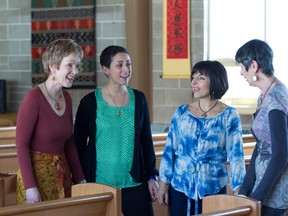 Left to right: Kerry-Anne Kutz, Sonia Castiglione, Sheila Faour Warren and Margo Keenan rehearse for Festival de la voix. (John Kenney / THE GAZETTE)