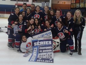 The team celebrates its win on Sunday in LaSalle.