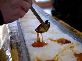 Maple taffy at Érablière Charbonneau
(photo courtesy of Érablière Charbonneau)