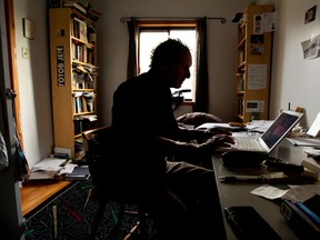 Writer David Homel in the Mile End flat where he works in Montreal Thursday May 15, 2014.      (John Mahoney  / THE GAZETTE)