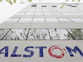 An Alstom sign is pictured at the headquarters