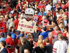 Canadiens fans fill Rue Des Canadiens outside the Bell Centre prior to Game 6 of Stanley Cup playoff series against the Boston Bruins in Montreal Monday May 12, 2014.