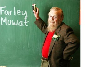 Farley Mowat poses for a photo in a classroom within Farley Mowat Public School, named in his honour, in Ottawa, on Thursday, Nov. 16, 2006.