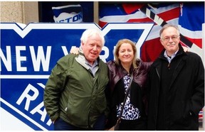 Gazette writers Pat Hickey (left), Brenda Branswell and Dave Stubbs outside Madison Square Garden in New York before Game 3 of Eastern Conference final between the Canadiens and Rangers on May 22, 2014.