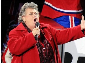 Ginette Reno sings the Canadian National anthem prior to Montreal Canadiens’ Game 6 of Stanley Cup playoff series against the Boston Bruins in Montreal Monday May 12, 2014.