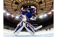 Henrik Lundqvist of the New York Rangers looks on during warm-up prior to the game against the Pittsburgh Penguins during Game Four of the Second Round in the 2014 NHL Stanley Cup Playoffs at Madison Square Garden on May 7, 2014 in New York City.