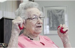 Hildegard Gigl leads a twice-weekly exercise class at Hawthorne Terrace independent retirement centre in Wauwatosa, Wis., on April 29. Gigl, who turns 99 in June, is the oldest one in the class. "I'm getting older,' she says, 'but I'm not getting old.'