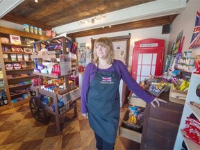 Owner Nicky Fisher of Clarence and Cripps a British Food shop at 71 Cameron with a assorted selection of imported British food.