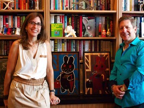 Andy & Lynn Nulman with pieces by their son, Hayes (photo by Andrea Zoellner)