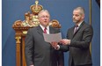 Jacques Chagnon is sworn-in as Quebec legislature Speaker in Quebec City, Tuesday, May 20, 2014.