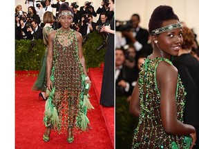 Lupita Nyong'o, in Prada, attends the 'Charles James: Beyond Fashion' Costume Institute Gala at the Metropolitan Museum of Art on May 5, 2014 in New York City.