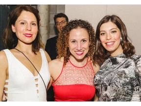 Malandrino makes magic: Event Sponsor Catherine Malandrino’s­ Zoe Trudeau and Alyssa Wolfe (both in Malandrino) catch up with committee member Lisa Reitman.