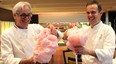 New head pastry chef Roland Del Monte (left) with Sofitel executive Chef Olivier Perret (right).