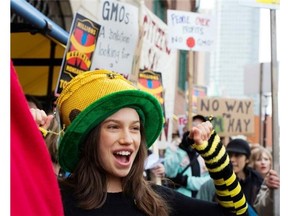 Protesters demonstrate against genetically modified alfalfa in Toronto in April 2013. Such resistance has kept the seed out of Canada’s farms for now.